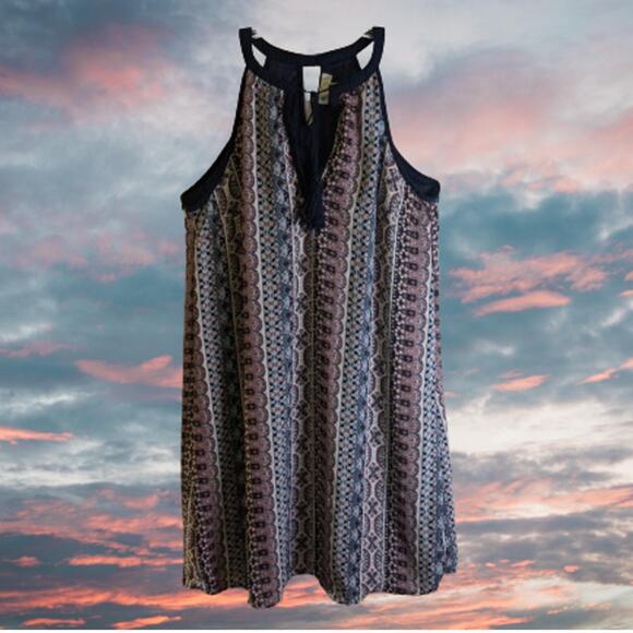 C medium sleeveless lined boho sheath dress. Fall winter. Polyester. - Picture 1 of 1